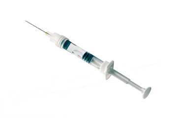 Syringe on white background