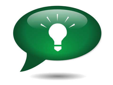 IDEAS Speech Bubble Icon (web button innovation tips light bulb)