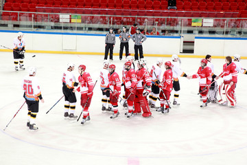Hockey players on ice field