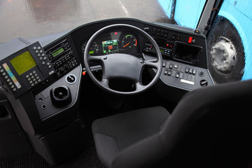 In cab of bus