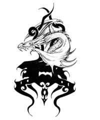 Sketch of tattoo art, dragon