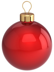 Obraz premium Christmas ball. Red shiny bauble decoration (Hi-Res)