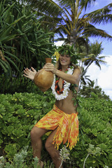 hawaiian hula danced by a teenage girl in hawaii