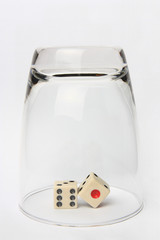 dice in Glass upside down