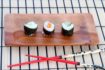 Sushi on placemat