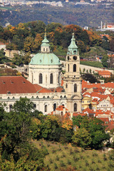 Fototapeta premium View on the autumn Prague St. Nicholas' Cathedral