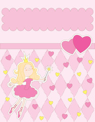 Vector pink card with princess