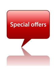SPECIAL OFFERS Speech Bubble Icon (button deals save price sale)