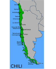 Carte des Villes Principales du Chili
