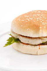 hamburger on the plate