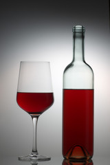 Wine glass and bottle