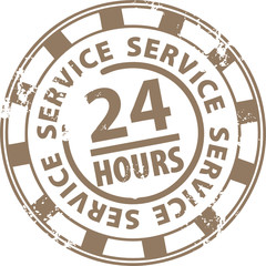 Grunge stamp with the word 24 hour service