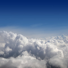 Aerial view of the beautiful blue sky with white clouds