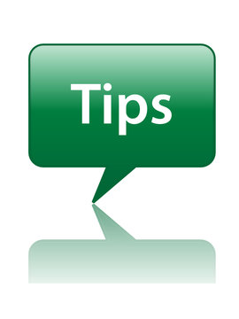 "TIPS" Speech Bubble Icon (ideas clever smart solutions button)