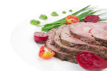 hot ham on white dish