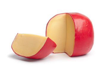Edam cheese with a slice