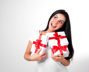 Fototapeta premium girl with presents