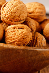 walnuts in the wood dish