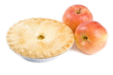 Apple Pie and Apples Isolated on White