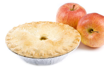 Apple Pie and Apples Isolated on White