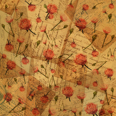 vintage paper with flowers -  background for scrapbooking