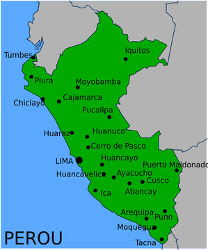 Carte des Villes Principales du Pérou