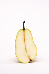 Half of a Sliced Pear Isolated on a White Background