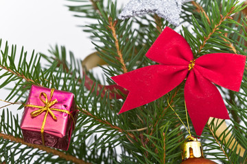 Fototapeta na wymiar Christmas tree decorated
