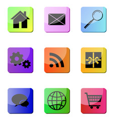 Colorful glossy web site icons