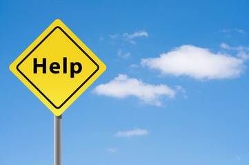 Sign help sky background.