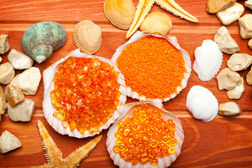 Aromatherapy - bath salt, sea shell, starfish and stones