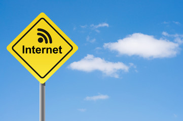 Sign internet  broadcasting sky background.