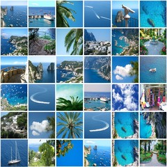 Capri island. Collages of lots of photos