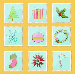 Glossy Christmas Icons on Stamp Plates