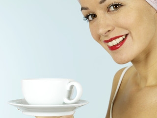 Young Woman Drinking Tea. Model Released