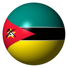 Mozambique flag sphere isolated on white illustration