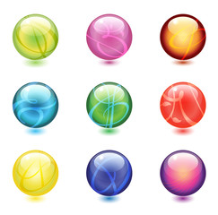 Shiny glass marbles