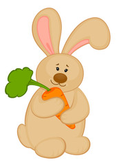 Vector cartoon little toy bunny with carrot