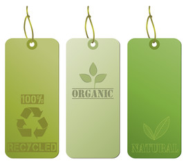 Recycled hanging tags, green