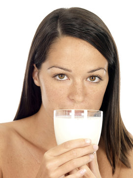 Young Woman Drinking Milk. Model Released