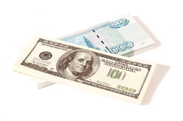 two packages of bills (isolated on the white)