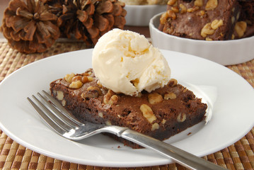 Brownie and ice cream