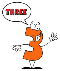 Friendly Number 3 Three Guy With Speech Bubble