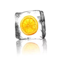 Tischdecke Orangenscheibe im Eisblock © Pixxs