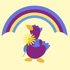 Cartoon duck with flower