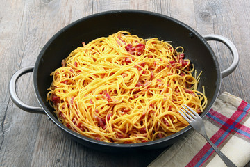 padella di spaghetti alla carbonara