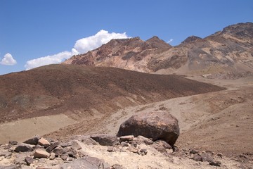 Large boulder in lunar landscape, Artists Drive, Death Valley NP