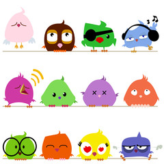 cute birds set