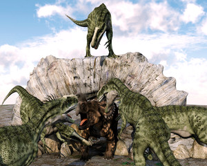 monolophosaurus gang attacking einiosaurus