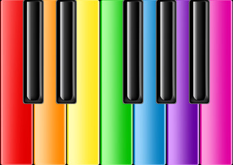 Classic Piano With Rainbow Keys
